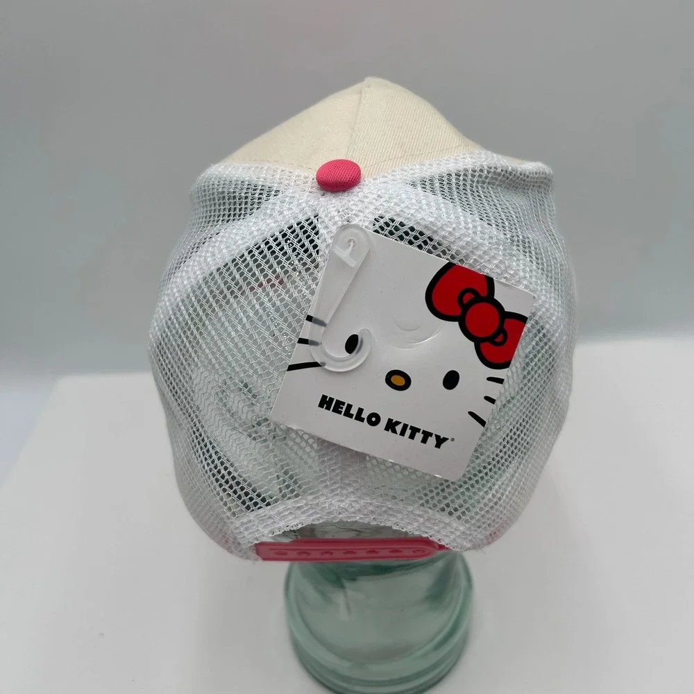 Hello Kitty Sanrio Always Kind Trucker Hat Pink Cream Mesh Snapback Cap NWT - Picture 5 of 14